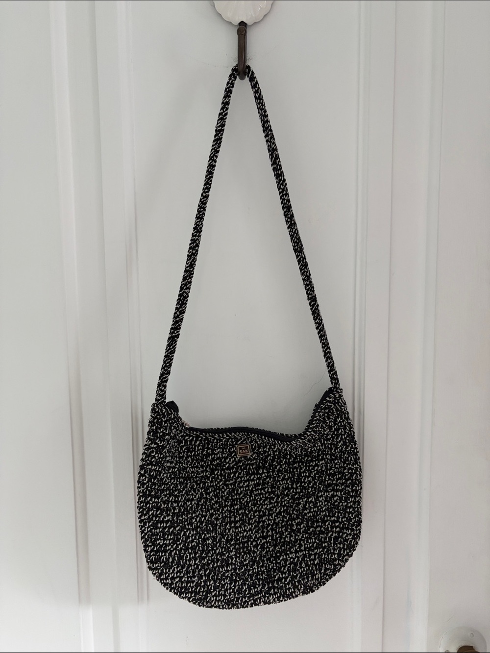 Last chance! The Sak • Black and White Static Crochet Shoulder Bag
